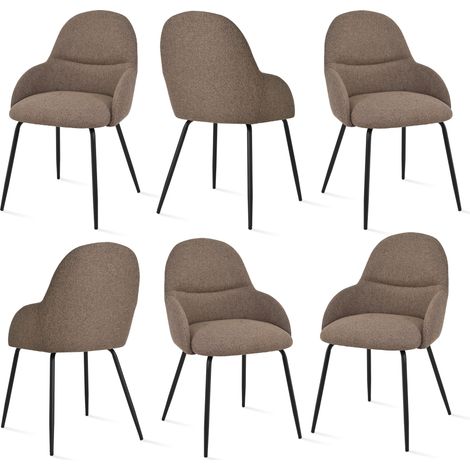 Goeurvant Chaises de salle à manger au style scandinave minimaliste, offrant un soutien dorsal optimal et une base en bois stable - Lot de 6 – Marron