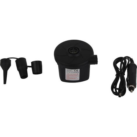 Jonlaki Pompe électrique Portable 12V, Gonfleur/dégonfleur à Grande Vitesse avec 3 Buses pour Matelas, Jouets et équipements Sportifs (Black) (1/5)
