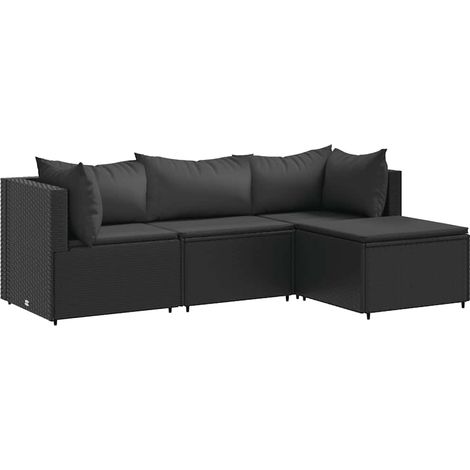 Maison Exclusive - 4-tlg. Garten-Lounge-Set mit Kissen Schwarz Po