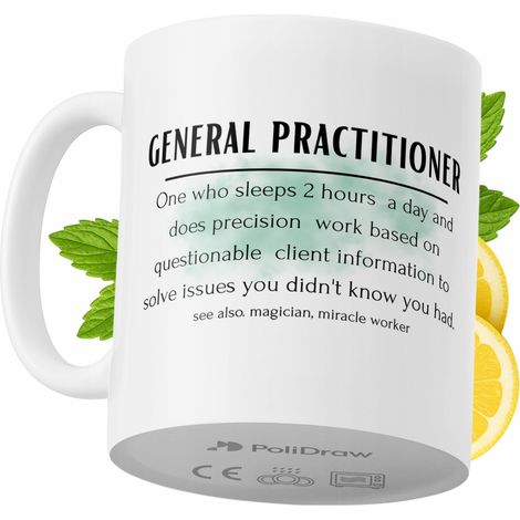 Tazza per medico di base, divertente e umoristica, con grafica e testo divertenti, ideale per compleanni, onomastici e festività. Tazza premium per occasioni speciali, per casa, ufficio, lavoro, caffè (1/5)
