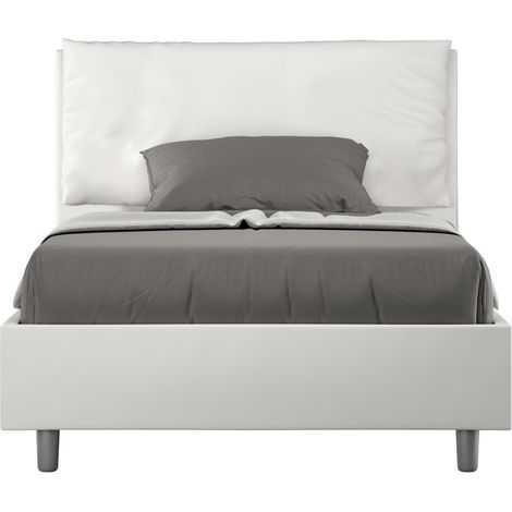 Letto una piazza e mezza contenitore imbottito 120x200 similpelle bianco Antea Large