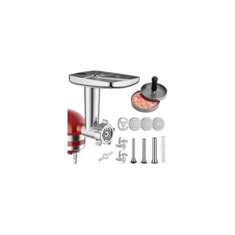 Picadora de alimentos metálica para batidoras KitchenAid. Picadora de carne, embutidora de salchichas, incluye 3 accesorios para embutir salchichas. Picadora de carne KitchenAid.