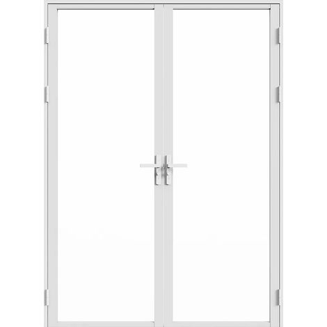 Vente-Unique – Bloc porte réversible double battant en aluminium et verre trempé – H204 x L83 cm – Poussant droit/gauche – Visserie incluse (1/5)