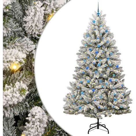 Sapin de Noël  Arbre de Noël artificiel Vert et blanc 240 cm PVC et métal (1/5)