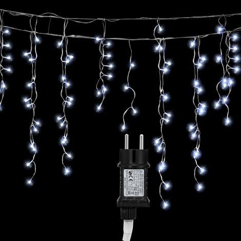 Jiubiaz 5M Cortina de Luz de Navidad LED String 200LEDs Cortina de Luz de Navidad Decoración de Ventanas Navidad Boda Cumpleaños Casa Patio Blanco Frío