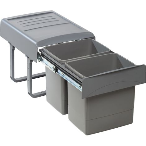MEGA Einbau-Abfallsammler - Orion grey, 2 x 15 Liter, Vollauszug