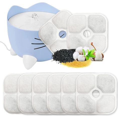 Pack of 8 Filters, Three-Layer System, Activated Carbon, Resin, For Cat Water Fountain (1/5)