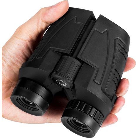 Jumelles compactes 12x25 avec vision claire en faible luminosité, grand oculaire, étanches, pour adultes et enfants, haute puissance, mise au point facile, idéales pour l'observation des oiseaux, la c (1/5)