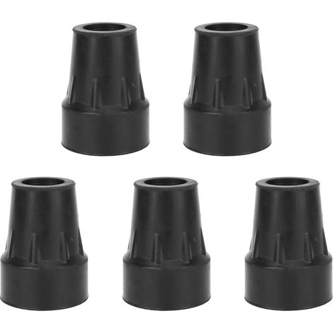 Embouts de canne en caoutchouc renforcé, 5 pièces, noir, remplacement pour béquilles et cannes, diamètre 22 mm, épais et antidérapant (1/5)