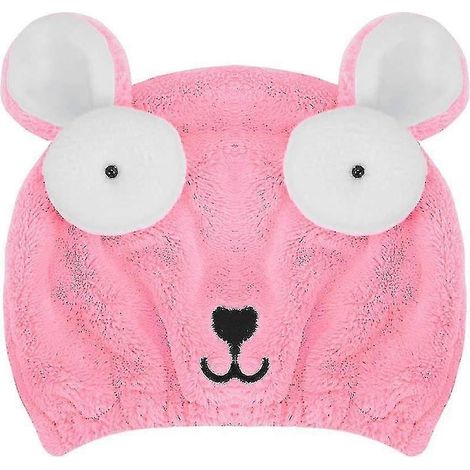 Serviette de bain en microfibre super absorbante pour enfants Bonnet de séchage pour cheveux rose rouge à motifs pour enfants (1/5)