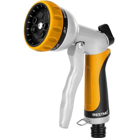 Metal Garden Watering Gun Yellow Hose Sprayer 7 Models Spray Gun with Adjustable Water Flow for Car Wash (1/5)