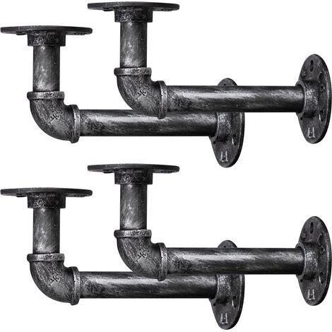 4 pièces de supports d'étagère robustes pour étagères, support de tuyau industriel 15 cm, support d'étagère murale en fer vintage, support d'étagère en tuyau rustique vintage pour la maison (1/5)