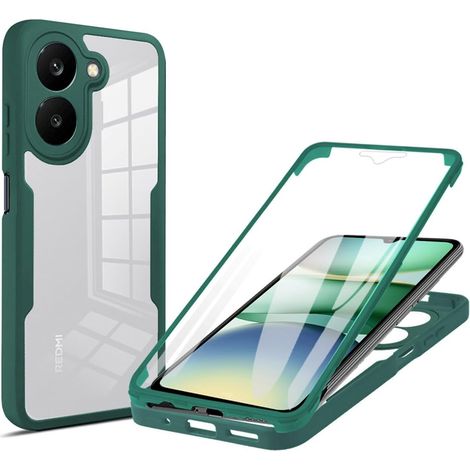 Coque pour Xiaomi Poco X8 Pro 5G, Protection D'écran Intégrée Housse Antichoc Militaire Double Face, Case Bumper Anti-Rayures en Silicone Transparent à 360°, Vert (1/5)