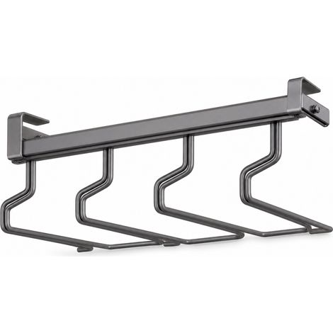 Drill-free under-cabinet hanging wine glass holder grey (1/5)