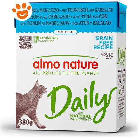 Gatto - Almo Nature Daily Mousse Tonno e Merluzzo 380 gr