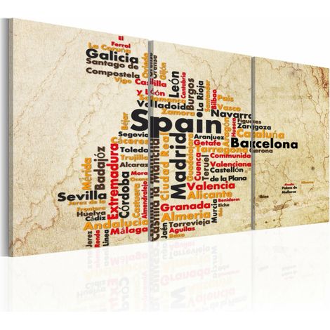 Tableau espagne carte en couleurs nationales - 120 x 60 cm (1/4)