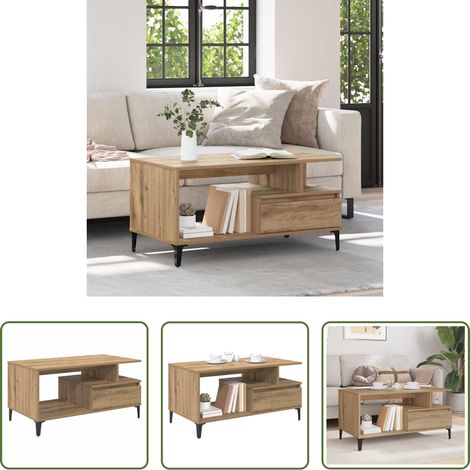 Holzwerkstoff - Couchtisch Artisan-Eiche 90 x 49 x 45 cm Holzwerkstoff (1/5)