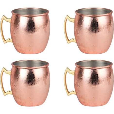Lot de 4 mini verres à shot en acier inoxydable avec marteau en cuivre - Or rose brillant - 56,7 g (1/5)