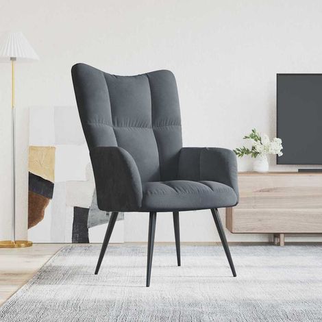 Relaxing Chair Dark Grey Velvet vidaXL