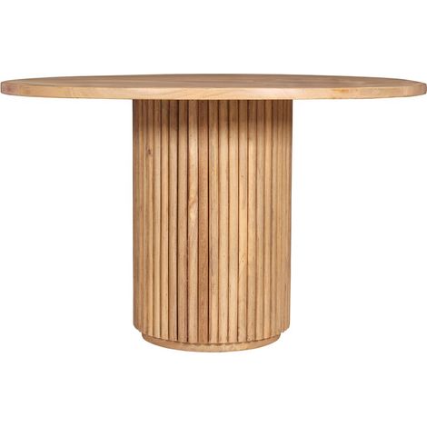 Table à manger ronde en bois de manguier FSC avec pied colonne cannelé 120 x 120 cm - PANGIVO (1/5)
