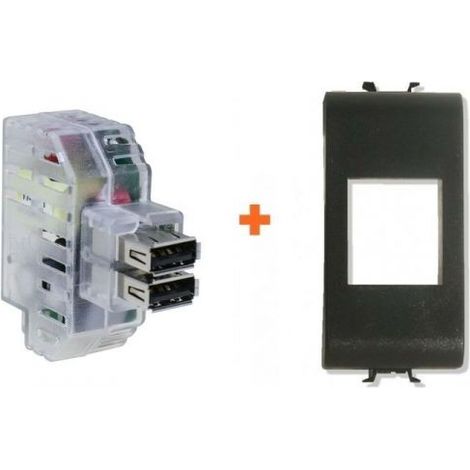 Fanton caricatore doppia presa USB AA 5V 2,4A comaptibile Gewiss Chorus nero - 82892-CN
