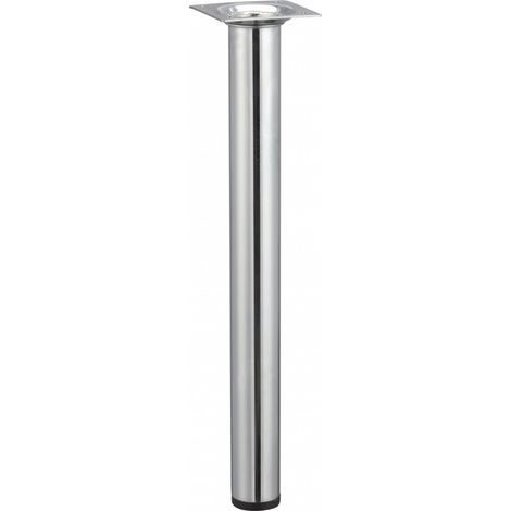 Pied Table Basse Cylindrique Hettich Fixe Acier Chromé Gris