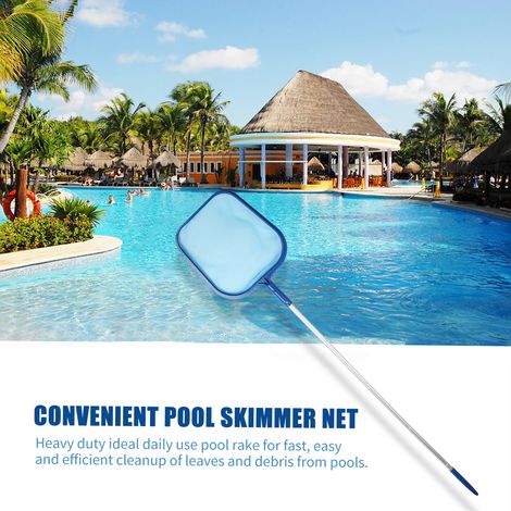 Filet Écumage Piscine Poteau Télescopique – Râteau Feuilles pour Étangs Natation Cadres Aluminium Robuste Maille Fine