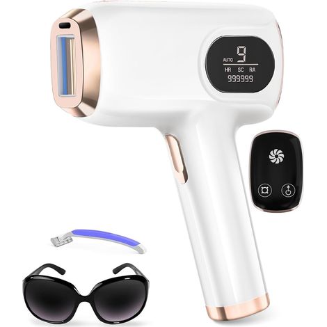 Épilateur Lumière Pulsée, Fonctions HR/SR/HR+, 9 niveaux d'énergie, 999 999 impulsions lumineuses, des femmes, des lèvres, du visage, des aisselles et du corps. (1/5)