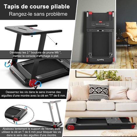 12 programmes et 3 modes, tapis de course électrique pliable 12 km/h pour entraînement à domicile, rangement facile (1/5)