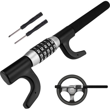 Lenkradkralle mit Zahlenschloss, verstellbar, robust, Auto Diebstahlschutz, schwarz (1/5)