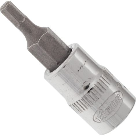 VIGOR Innenvierkant Antrieb 6,3 = 1/4 Zoll Schraubendreher-Einsatz Innensechskant-Profil V2430N ∙ Vierkant hohl 6,3 mm (1/4 Zoll) ∙ Innen-Sechskant Profil ∙ 3 ∙ Gesamtlänge: 38 mm (1/3)