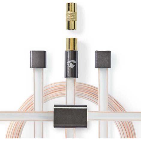 Câble coaxial IEC (Coax) mâle IEC (Coax) mâle plaqué or 50 Ohm non protégé 2.00 m plat PVC Anthracite boîte (1/5)