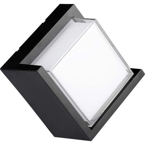Aplique LED cuadrado V-TAC de 12 W con difusor semicubierto, negro, blanco natural, IP65