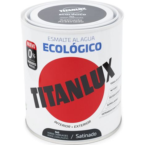Esmalte Satinado 750 Ml Ver/Car Al Agua Ecologico Titanlux