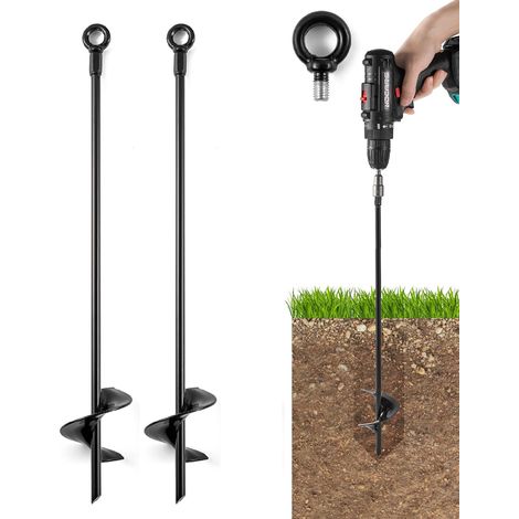 2 pièces 46 cm ancrages au sol, piquets au sol avec fixation à vis pour mobil-homes, balançoires, tentes, abris de voiture et abris de jardin (1/5)