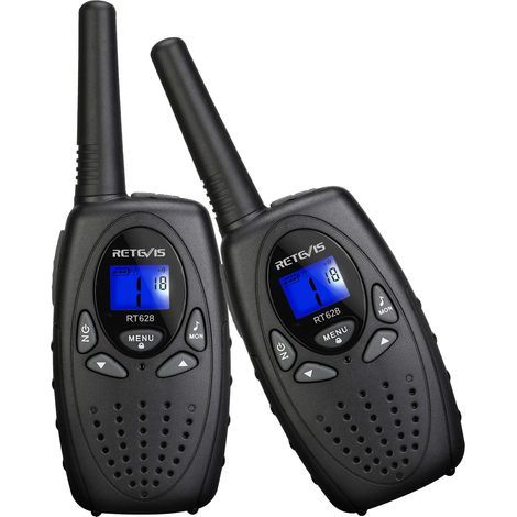 Walkie Talkie RT628 para niños, bloqueo de llave, voz VOX Crystal, fácil de usar, regalos de cumpleaños para niños y niñas, juguetes para exteriores para niños (negro, paquete de (1/5)