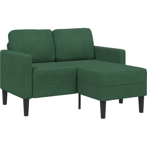 2er-Sofa mit Chaiselongue L-Form Dunkelgrün 125 cm Leinen