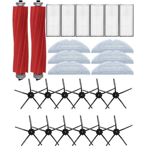 A set of HEPA-coated plastic fringe cleaning cloths, main and side brushes, suitable for the Xiaomi Roborock S7 T7S Plus. (1/5)