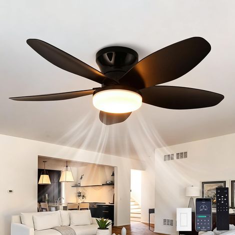 Ventilateur de plafond à moteur CC de 36 pouces avec lumière intégrée et télécommande Ventilateur de plafond LED réversible à 6 vitesses, variateur, minuterie et fonctionnement silencieux, idéal pour (1/5)