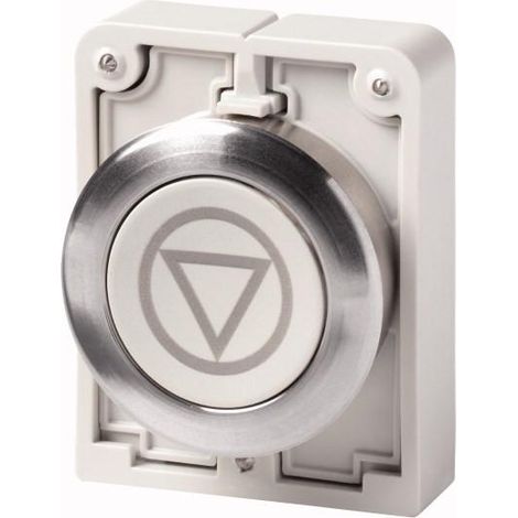 Bouton poussoir 30mm flush a rappel gris avec inscription EATON M30C-FD-GR-X66