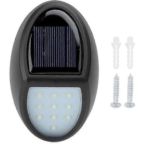 Lampe murale extérieure étanche à 10 LED, alimentée à l'énergie solaire et équipée d'un détecteur de mouvement, pour jardin ou cour. (1/5)