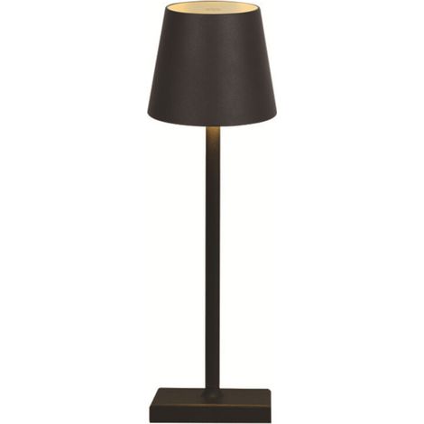 SABIR Lampe de table LED sans fil rechargeable, lampe de bureau alimentée par batterie 5200mAh, lumière portative en métal USB, mini petite lampe de chevet pour restaurant extérieur bar café, Noir (1/5)