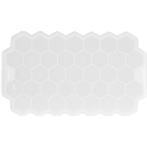 Bac à glaçons en forme de nid d'abeille 37 alvéoles avec couvercle silicone, moule à glace alimentaire pour bar et maison, blanc (1/5)
