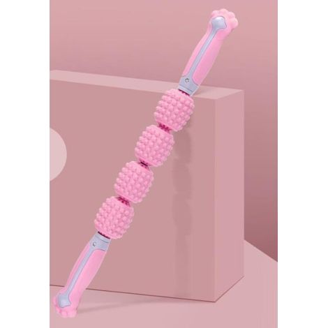 Barre de massage 1 pièce, barre de rouleaux pour muscles, soulagement de la pression à 360°, soulagement de la douleur, pour le dos, les jambes, les crampes, rose.