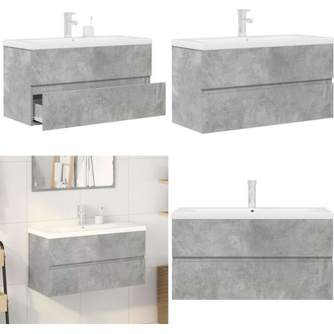 vidaXL Ensemble de meubles de salle de bain 2 pcs gris béton (1/5)