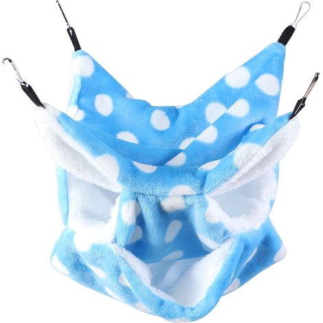 Hamac chaud à trois couches en flanelle bleue, lit suspendu, maison pour petits animaux de compagnie, planeur de sucre, Chinchilla (1/5)