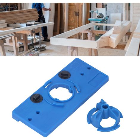 35-mm-Scharnierbohr- und -positionierwerkzeug, Holzbearbeitungsbohr- und -positionierwerkzeug, Scharnierbohr- und -positionierplatte, Scharnierpositionierwerkzeug-Set (Blau) (1/5)