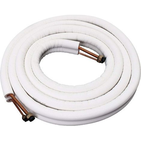 5m Conduite de réfrigérant pour climatisation split, tube en cuivre isolé prêt à l'emploi 1/4" + 3/8", les tubes préisolés pour gaz de refroidissement R32, R410A et R407C (1/5)