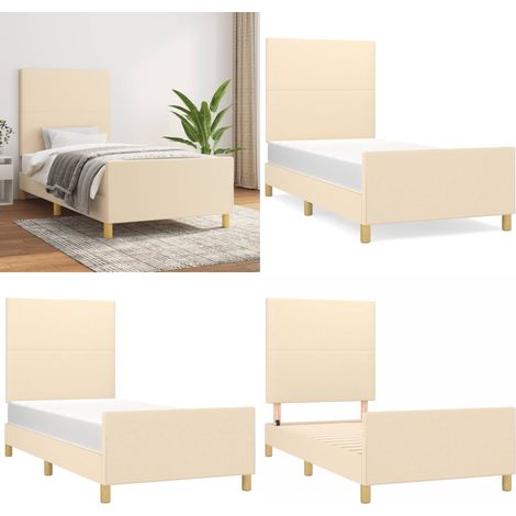 Giroletto senza Materasso Crema 100x200 cm in Tessuto - Testiera per letto - Letto con testiera