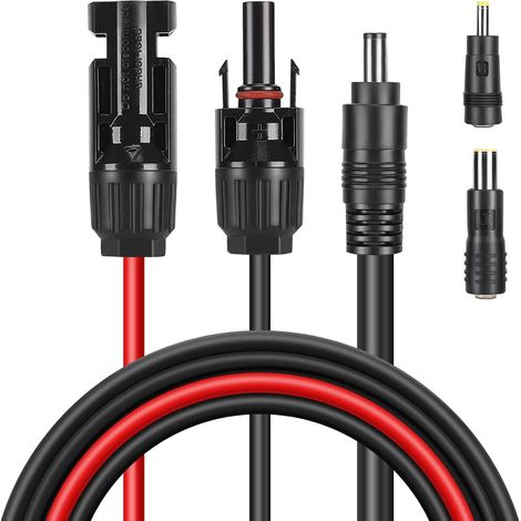 Câble de Charge Solaire Panneau d'extension Femelle et Mâle DC 8mm/5,5x2,1mm/4,0x1,7mm avec Connecteur 1,8M 16AWG pour Générateur Portable Câble adaptateur photovoltaïque pour panneaux solaires 16 AW (1/5)